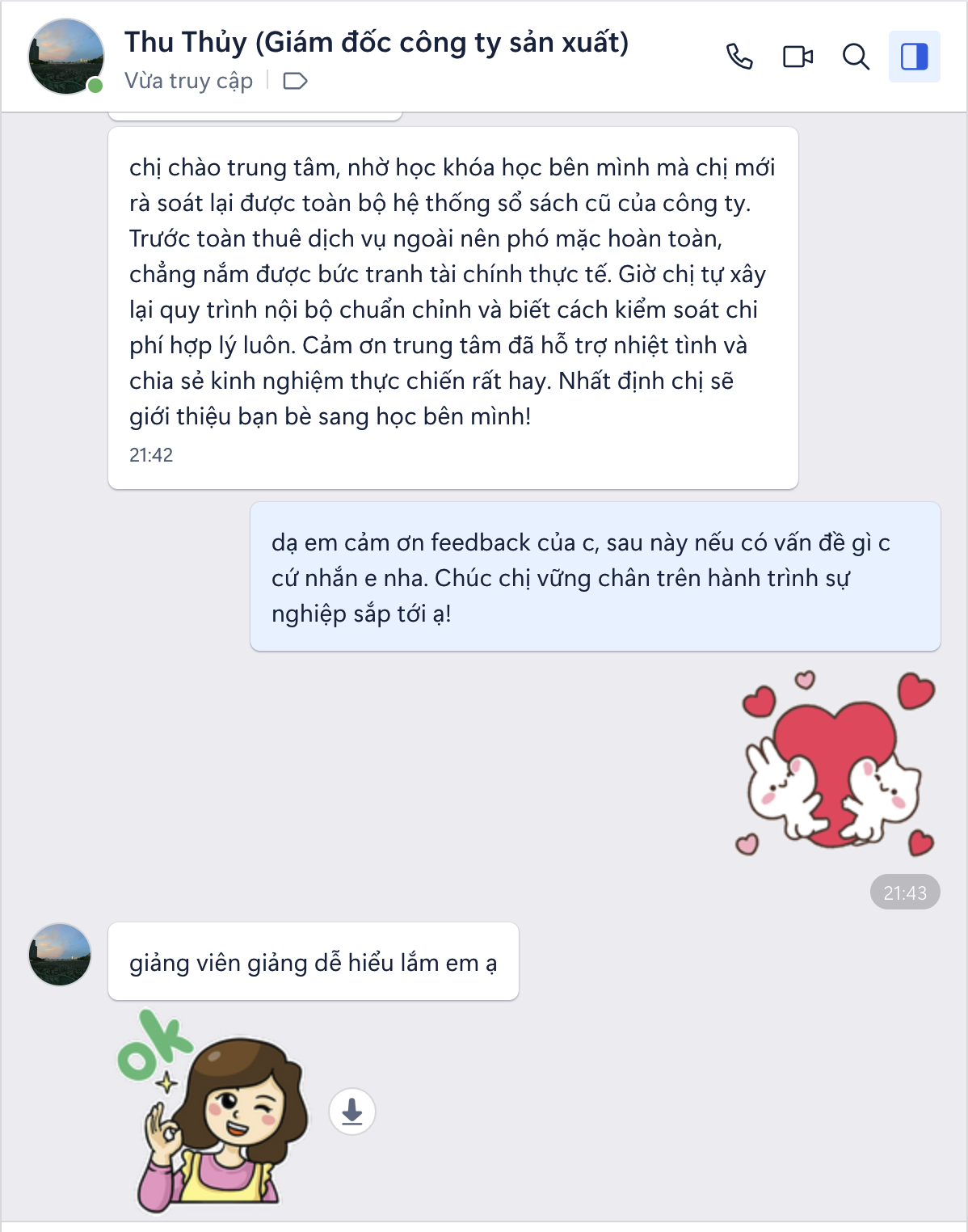 Cảm nhận học viên 1