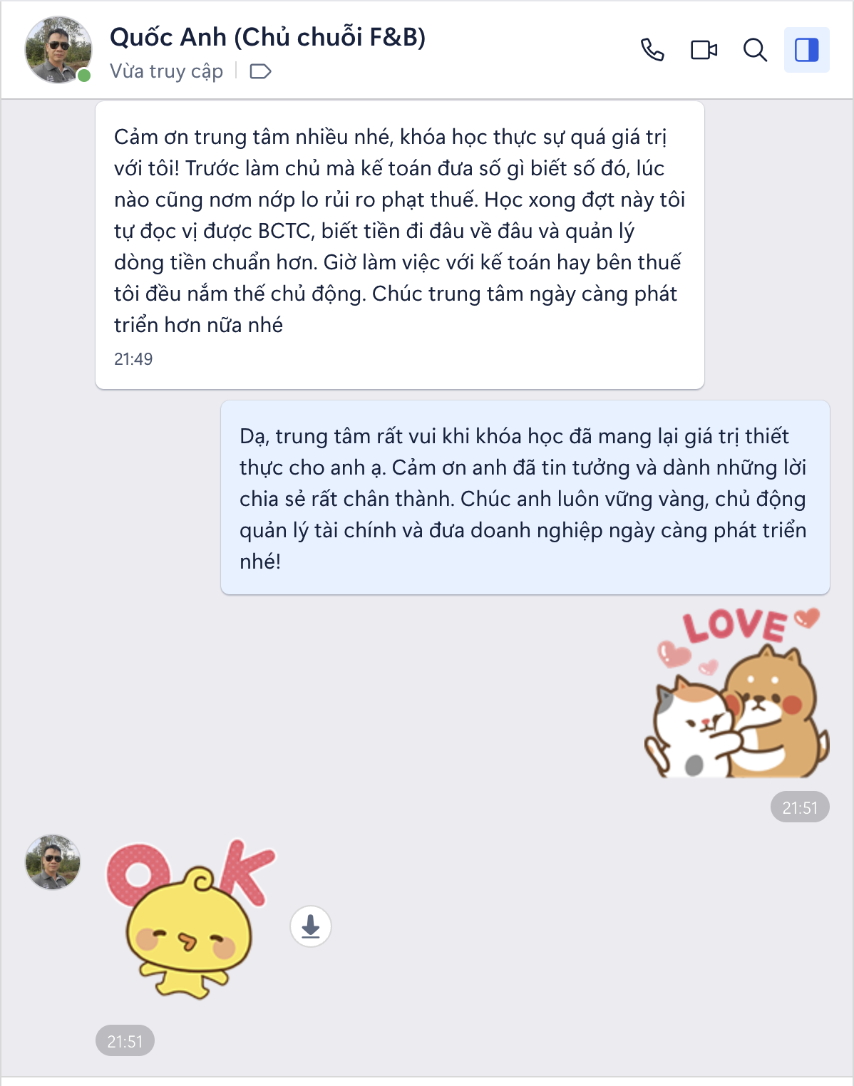 Cảm nhận học viên 3